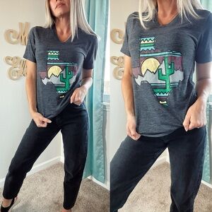 Bella Canvas charcoal heathered grey Graphic Texas T-Shirt size small